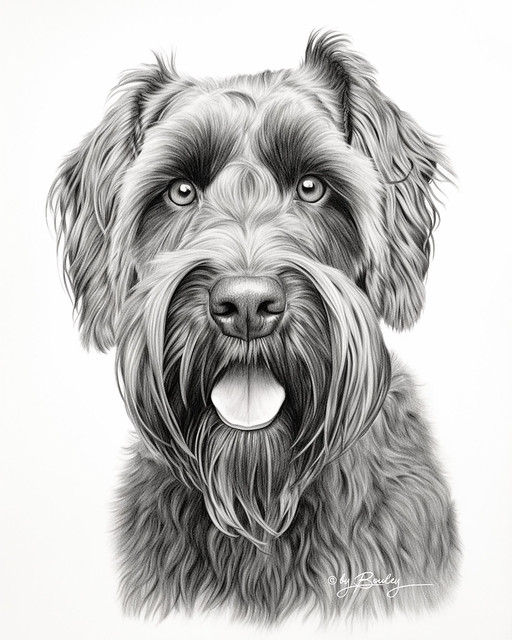Black Russian Terrier - Pencil sketch