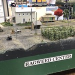 Northwest Traction Group: Ragweed Center The Ragweed Center module on the Northwest Traction Group layout. The Northwest Traction Group is a modular layout displaying electric railroading, primarily Midwest interurban railroads. Trains are powered from live overhead wire. HO scale.

At the February 2024 Model Railroad Show in Madison, Wisconsin, at the Alliant Energy Center. aka the Mad City Model Railroad Show.