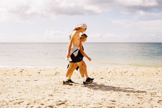 Walking together.