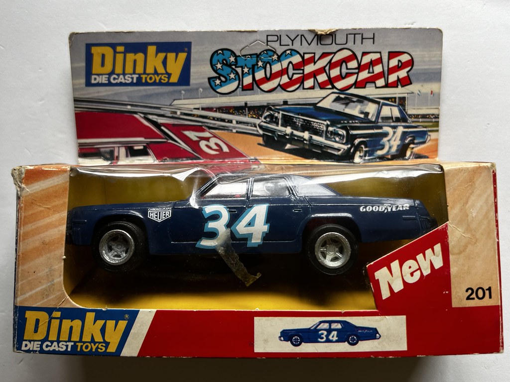 Dinky Toys - Number 201 - Plymouth Stock Car - Miniature Diecast Metal Scale Model Motor Vehicle
