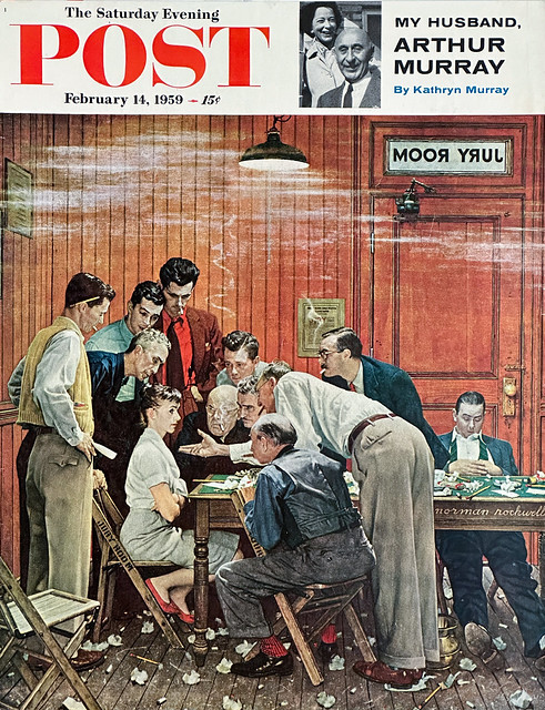 “Jury Room” by Norman Rockwell on the cover of “The Saturday Evening Post,” February 14, 1959.