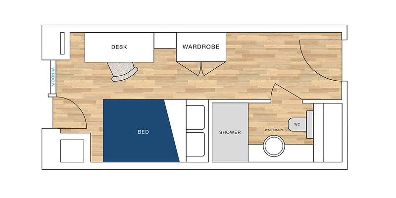 An example of a typical floorplan for an ensuite room in The Brook.