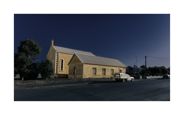 Ute in the Clare Valley, Australia in front of Church: Cars in Landscape Series