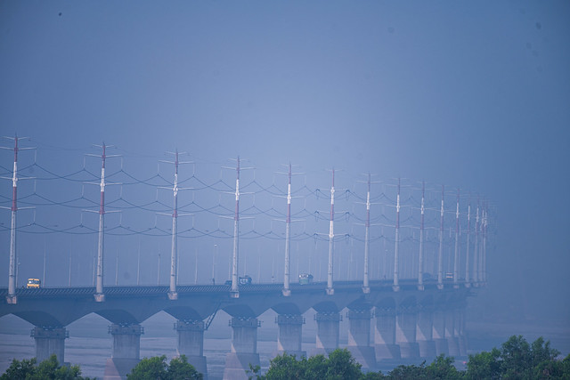 Bangabandhu Bridge in a Foggy Morning