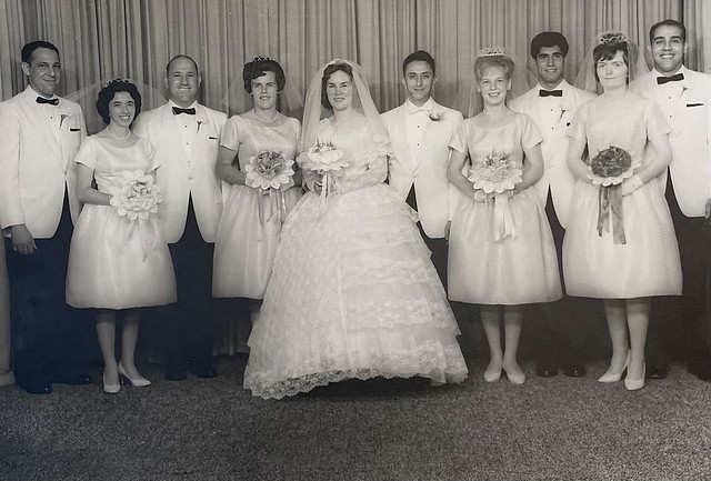 1960s Large White Wedding Bridal Party