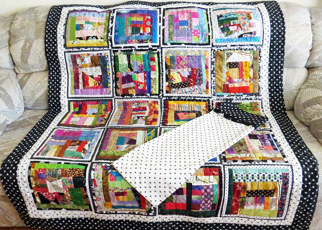 Improv Scrappy Quilt and pillowcase created by Melody Doss-Wambeke 20240130-122437