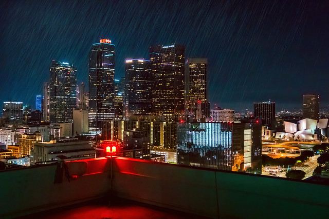 Rain in Downtown Los Angeles. Rain, rain, go away. Come again another day. ️ ️