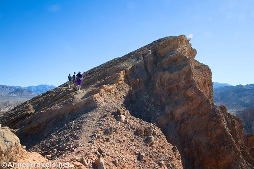 Hiking back along the ridgeline (definitely not for those with vertigo!) of the Red Cathedral Canyon Crest, Death Valley National Park, California