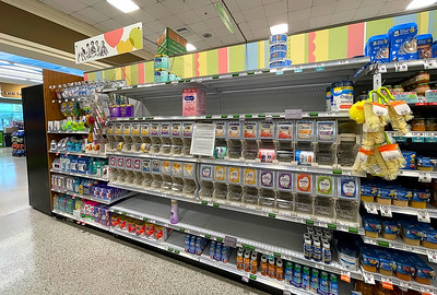 Baby formula at grocery shelves