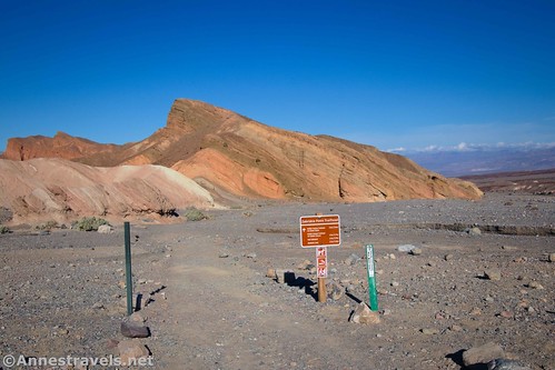 The Badlands Trailhead, which is also the trailhead for the Red Cathedral Canyon Crest, Death Valley National Park, California