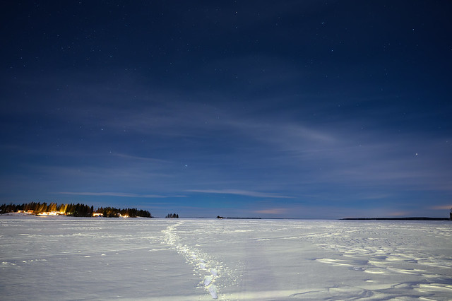 a night in Swedish Lapland (Brändön Harbour, Lulea) - overviewing the frozen Bothnian Sea