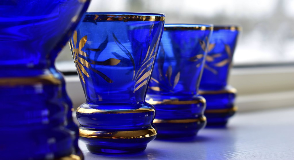Blue shot glass
