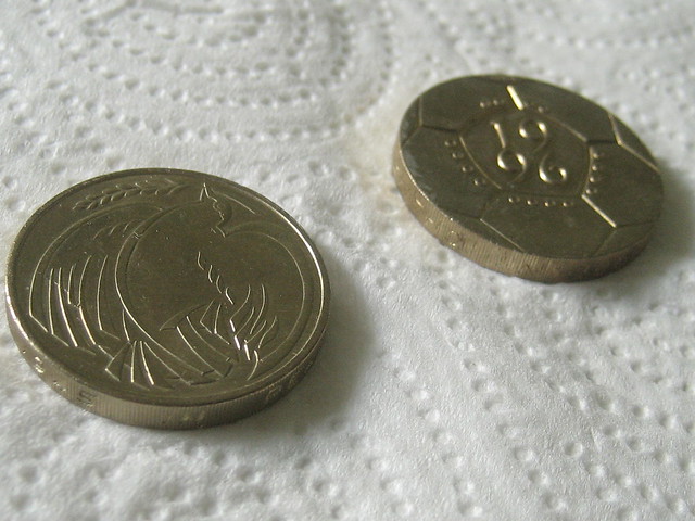 1995 Dove of peace and 1996 Football (European championships) two pound coins