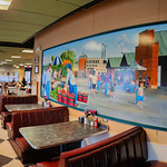 Huge breakfast time at one of the many American diners you come across in New York State and/or Ontario. February 2024 Market Diner at Lakefront, Syracuse, a family-owned vintage diner with a mural of &#039;50s-era stars serves up American comfort food.