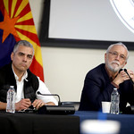 Juan Ciscomani & Dan Newhouse U.S. Congressmen Juan Ciscomani and Dan Newhouse speaking with attendees at a field hearing hosted by the Western Caucus at Cochise College in Sierra Vista, Arizona.

Please attribute to Gage Skidmore if used elsewhere.
