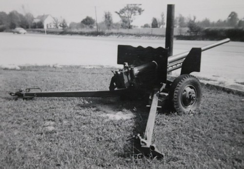 57mm Anti-Tank Gun, cast in 1942 Near Manchester, Tennessee. Digital copy of print. Complete indexed photo collection at WorldHistoryPics.com.