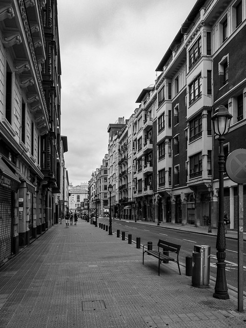 Walking down the street in Bilbao, Spain