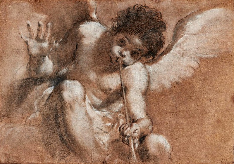 Aureliano Milani (1675-1749) - An angel playing a trumpet