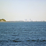 Tampa Skyline from St. Petersburg Pier, 2002 Downtown Tampa is over 20 miles from this point.