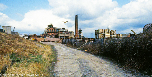 NCB Pleasley Colliery from Pleasley-Warsop Rly Cutting - 16.iv.1984