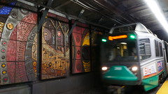 Light rail subway trolley approaching