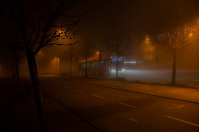 foggy night in Madrid