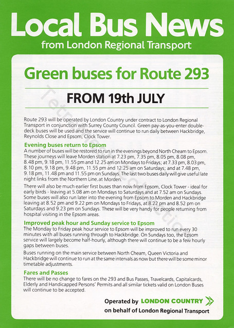 Green Buses for Route 293