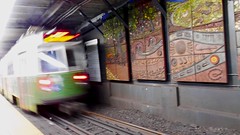 Departing subway trolley