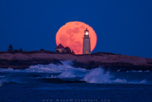 Full Moon Rising Behind Moose Peak Lighthouse