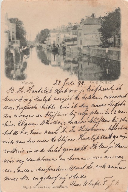 Ansichtkaart - Haven, Gorinchem (Uitg. J.M. van Eck, Gorinchem poststempel 23 juli 1899)