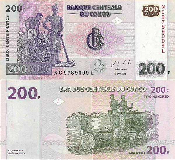 Congo Democratic Republic p99b 200 Francs-2013