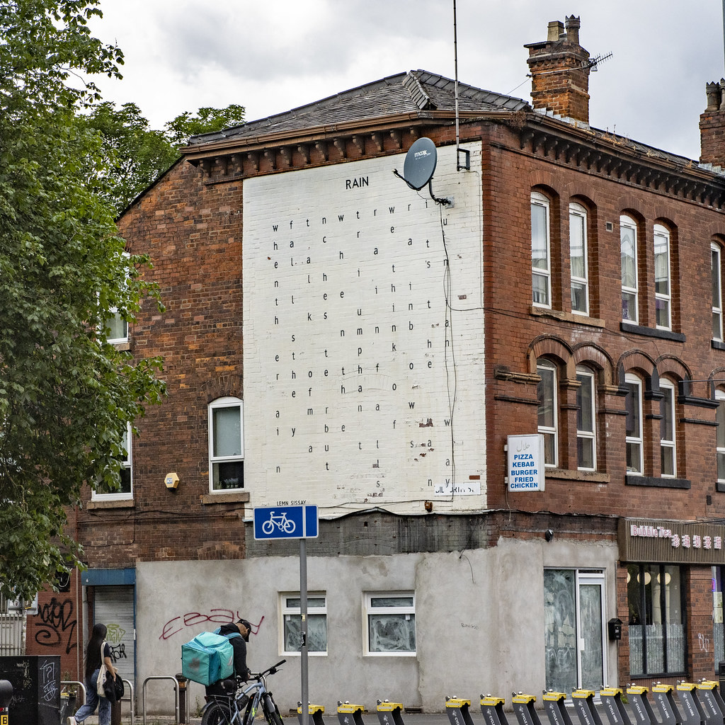 Rain by Lemn Sissay, Oxford Road, Manchester