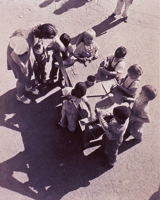 Children Outside at a table