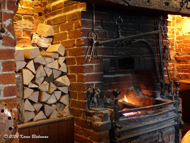 At the Kings Head, Guildford next to a lovely warm wood fire