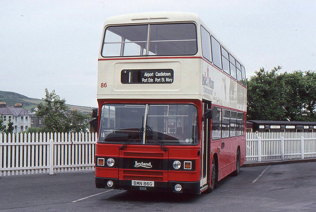 Isle Of Man Transport 86 BMN86G is seen at Port Erin on 15 July 1990.