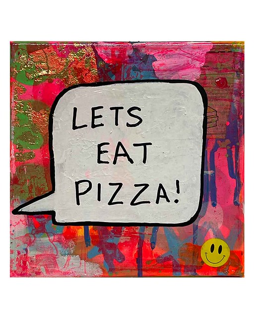 Lets Eat Pizza Painting by Barrie J Davies