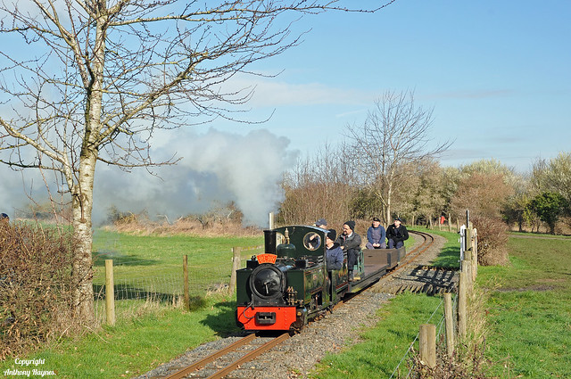 Steam locomotive No. 3 ‘Dougal' hauls a selection of the railways freight wagons around the EVLR.