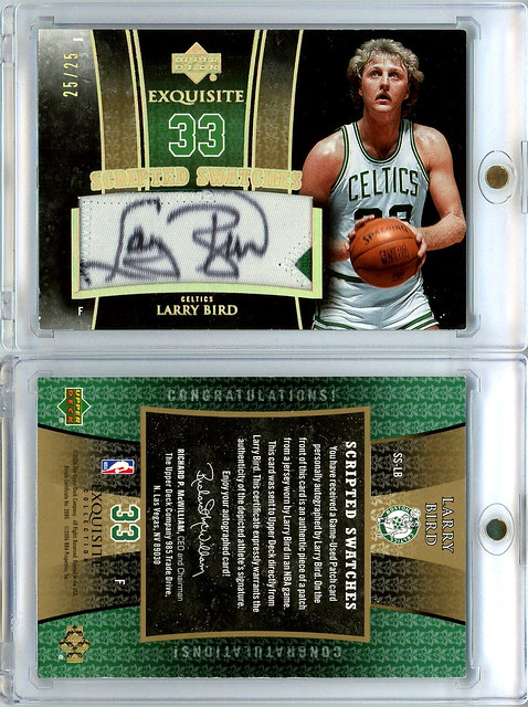 2005-06 Exquisite Collection Scripted Swatches #SSLB Larry Bird /25