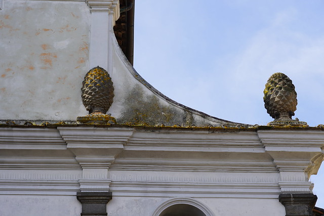 Detail, church facade, Bomarzo  June 2023