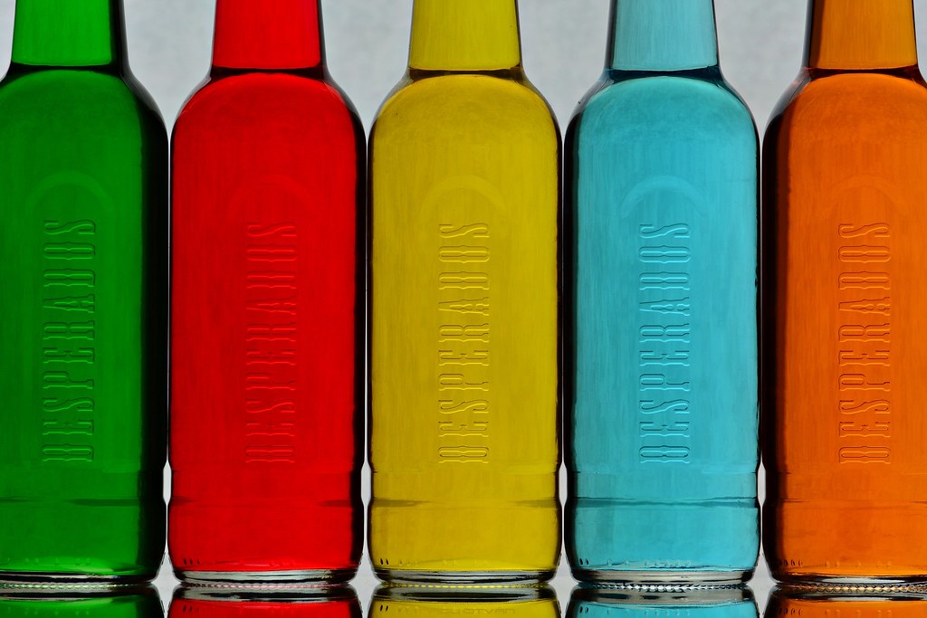 Row of Glass Bottles with Multicolored Liquid #8 (Explore/2024/02/27)
