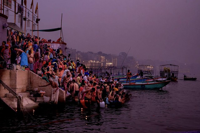 Images of India: Worshipers in Varanasi often come at dawn to perform rituals, prayers, and take holy dips in the Ganges River as it's considered an auspicious time for spiritual activities.