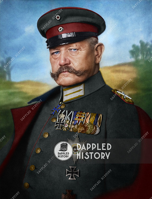 Paul von Hindenburg circa 1914. The last two medals on the medal bar- I was unable to find very good reference for the medals, the ribbons. I've had to rely on paintings- they could be inaccurate. By Nicola Perscheid.