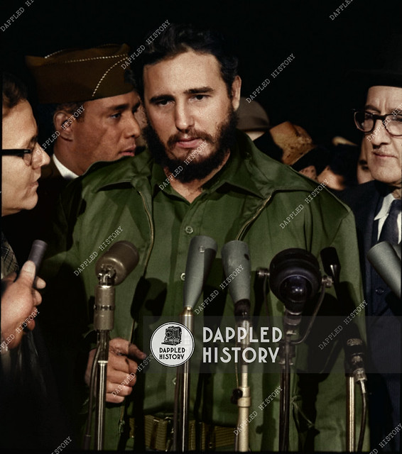 Fidel Castro arrives at the MATS Terminal, Washington, D.C. 15th April 1959.