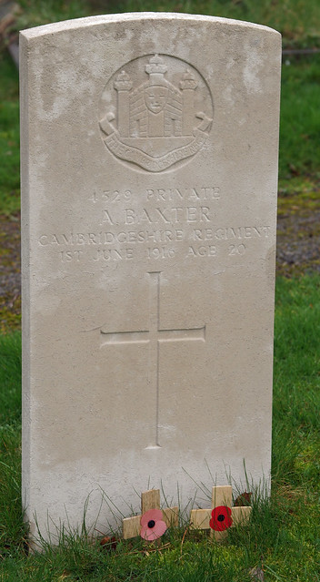 A. Baxter, Cambridgeshire Regiment, 1916, War Grave, Tring