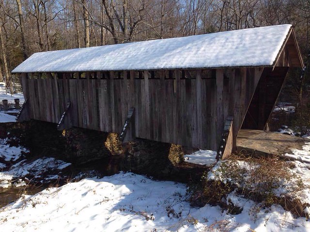 NC - Randolph County - Pisgah Covered Bridge with Snow