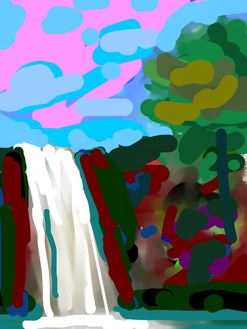 Waterfalls - Digital Painting Created by STEVEN CHATEAUNEUF On February 27, 2024 - Created From A Rotated And Inverted Photo Of A Sky That I Took Yesterday