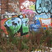 Urban environment Graffiti on bricked wall in a landfill ex-industrial in the micro-metropolis of Malmö Schweden värnhem industriområde industrigatan city
