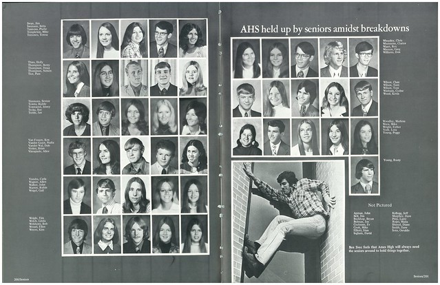 1974 Ames High School set 9 p200 p201 spirit yearbook scan senior portraits Jim Swan to Rusty Young