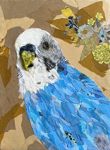Upcycled Paper Collage Parrot