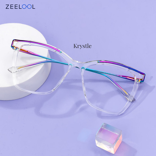 Krystle square eyeglasses with multicolor and thin frame
